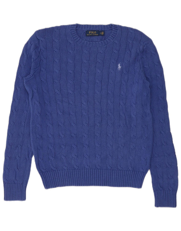 Polo Ralph Lauren Ανδρικό πουλόβερ με λαιμόκοψη, μικρό μπλε βαμβακερό