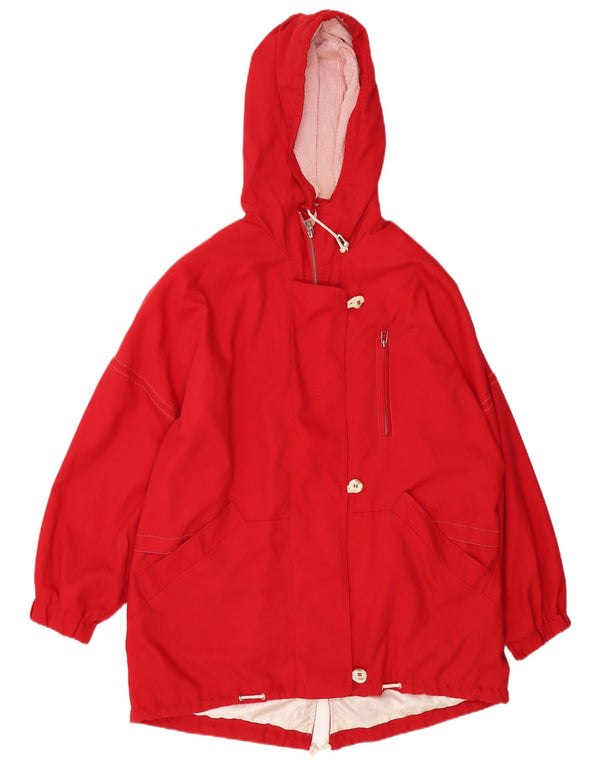 Vintage γυναικείο μπουφάν με κουκούλα Parka UK 10 Small Red Polyester