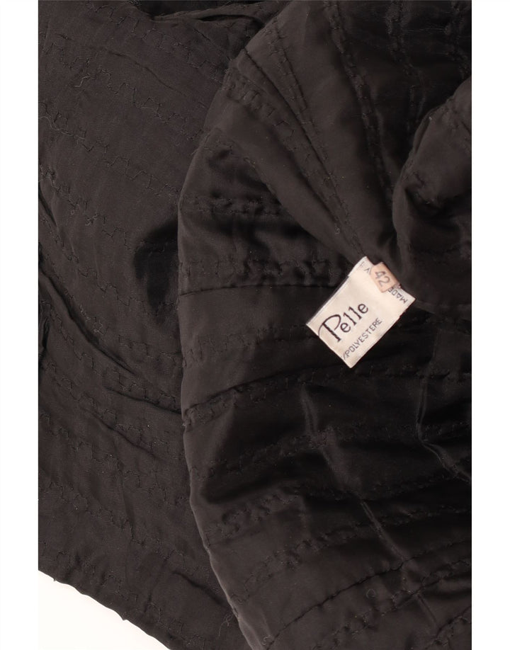 Vintage Γυναικείο Δερμάτινο Παλτό IT 42 Medium Black Leather