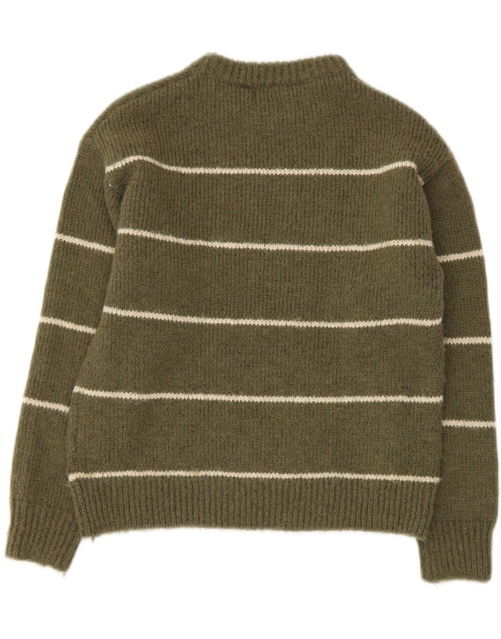 Zara Boys Crew Neck Jumper πουλόβερ 8-9 ετών Χακί ριγέ πολυεστέρα