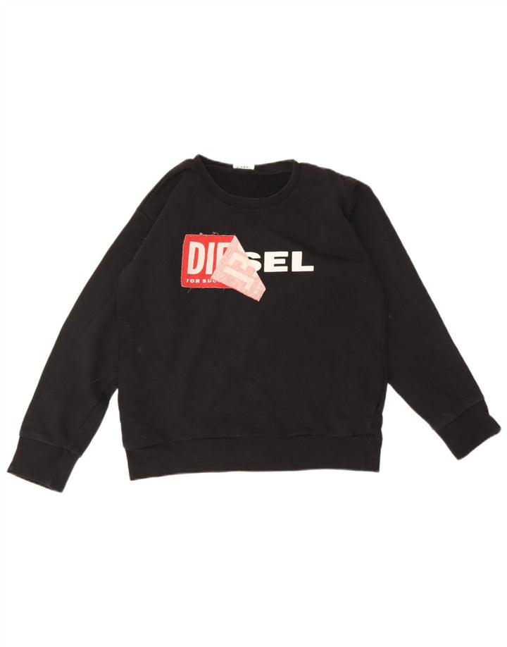 Diesel Γυναικείο Γραφικό Φούτερ Jumper UK 12 Μεσαίο μαύρο βαμβακερό