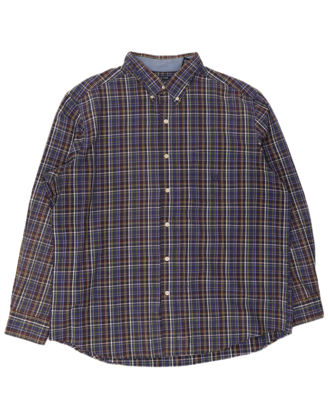 Chaps Ανδρικό πουκάμισο Easy Care XL Blue Check Cotton