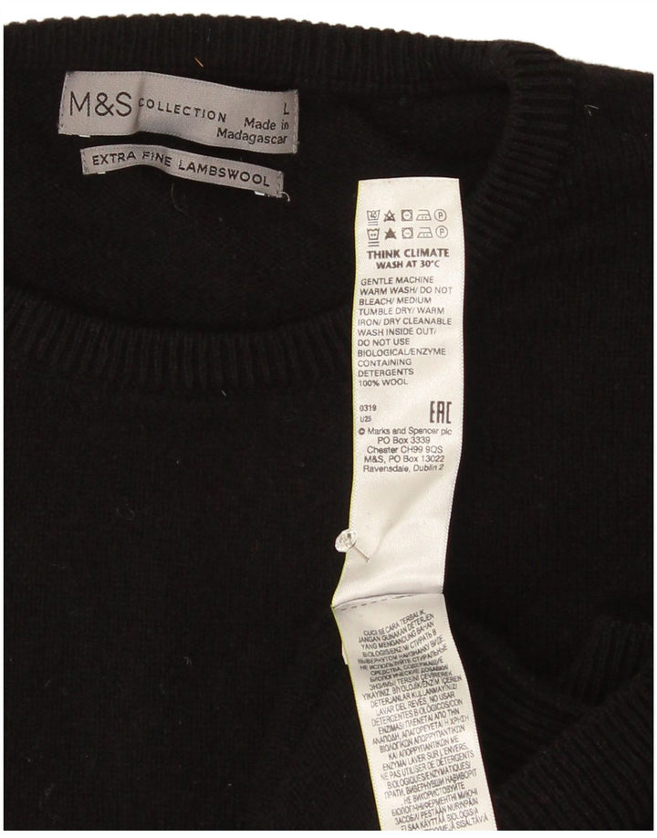 Marks & Spencer Ανδρικό πουλόβερ με λαιμόκοψη, μεγάλο μαύρο μαλλί αρνιού