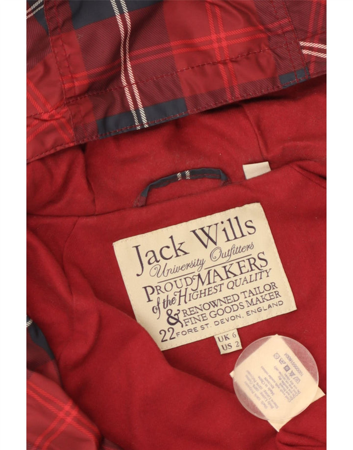 JACK WILLS Γυναικείο μπουφάν βροχής με κουκούλα UK 6 XS κόκκινο πολυεστέρας