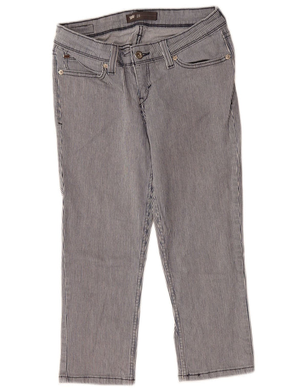 LEVI'S Womens Capri Trousers W28 L21 Navy Blue Pinstripe Cotton