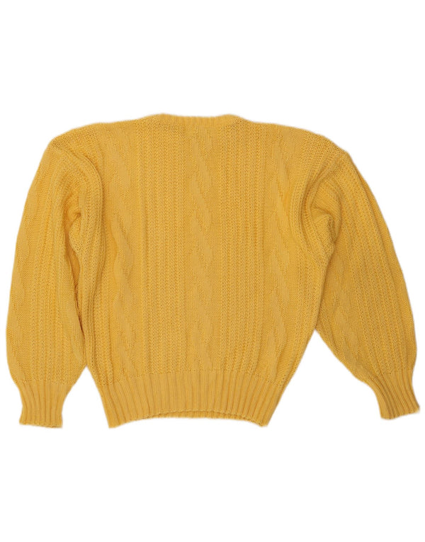 VINTAGE Womens Crew Neck Jumper Sweater IT 48 XL Yellow Acrylic