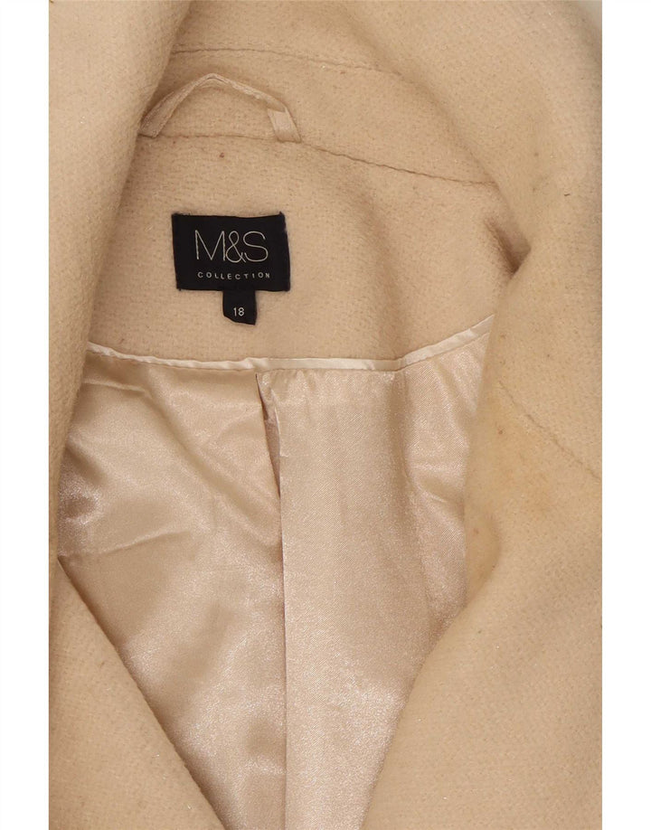 Marks & Spencer Γυναικείο παλτό με διπλό στήθος UK 18 XL Beige Polyester