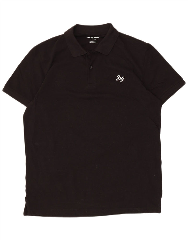 Ανδρικό μπλουζάκι πόλο Jack & Jones, μεγάλο μαύρο βαμβακερό