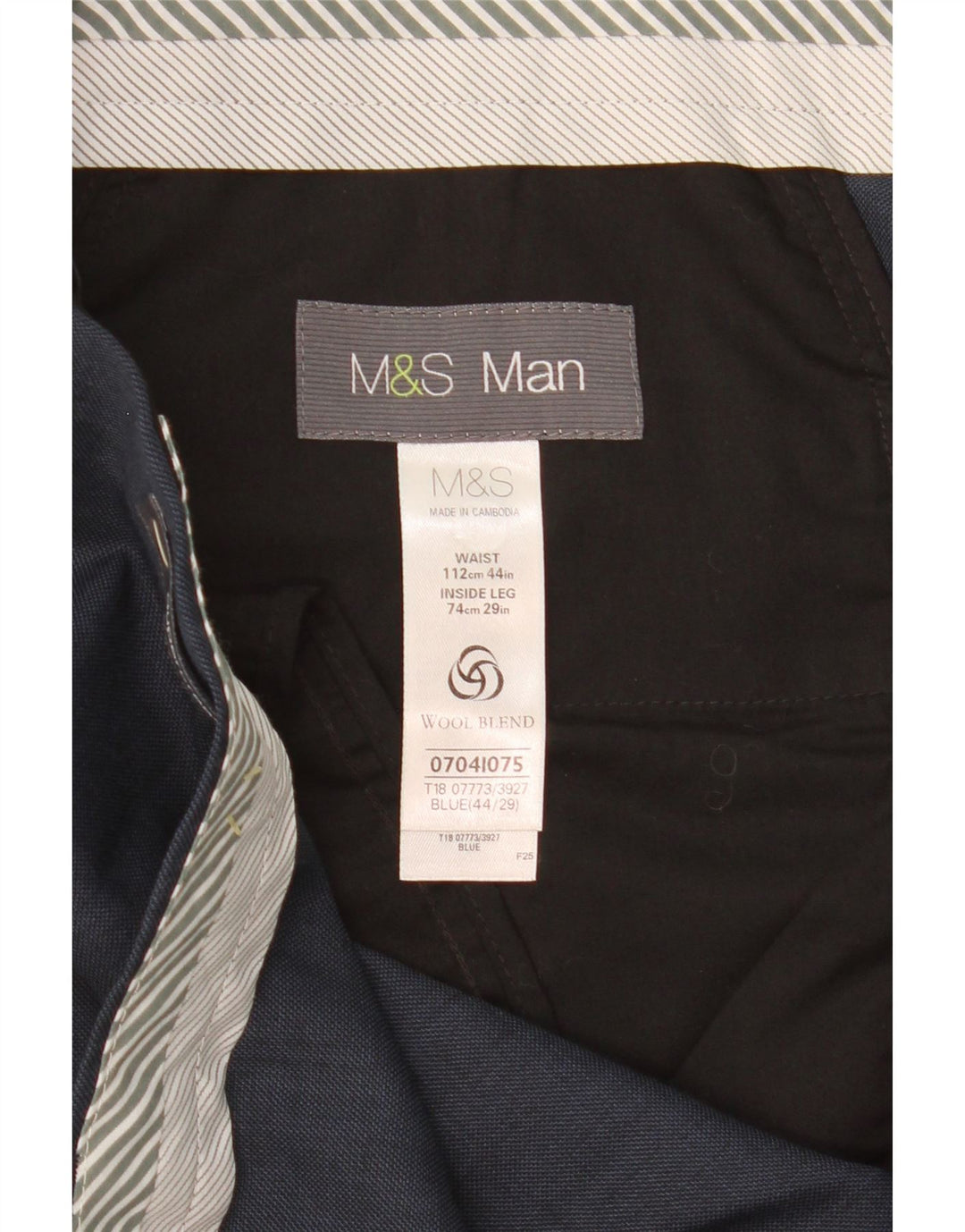 MARKS & SPENCER Ανδρικό ίσιο παντελόνι W44 L29 Μπλε Πολυεστέρας