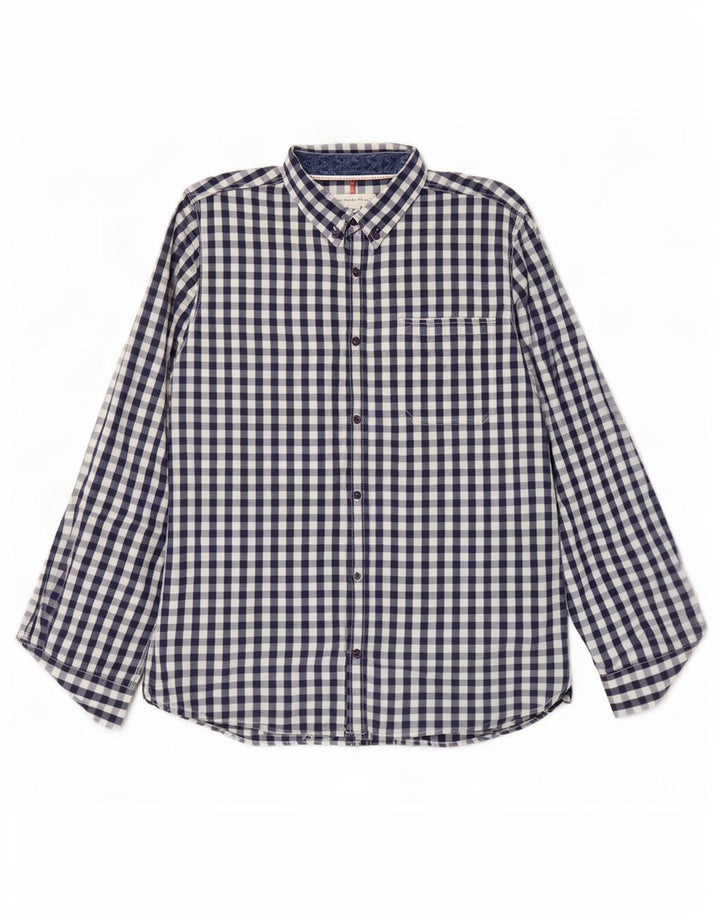 Weird Fish Ανδρικό Πουκάμισο XL Navy Blue Gingham Cotton