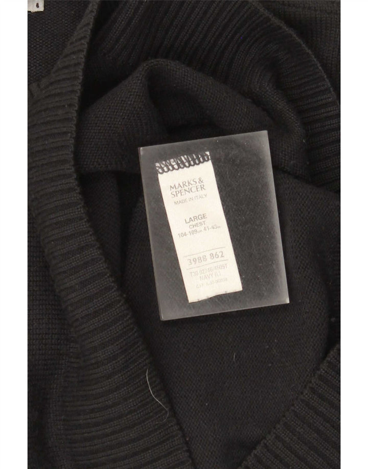 Marks & Spencer Ανδρικό πουλόβερ με λαιμόκοψη μεγάλου μπλε ακρυλικό