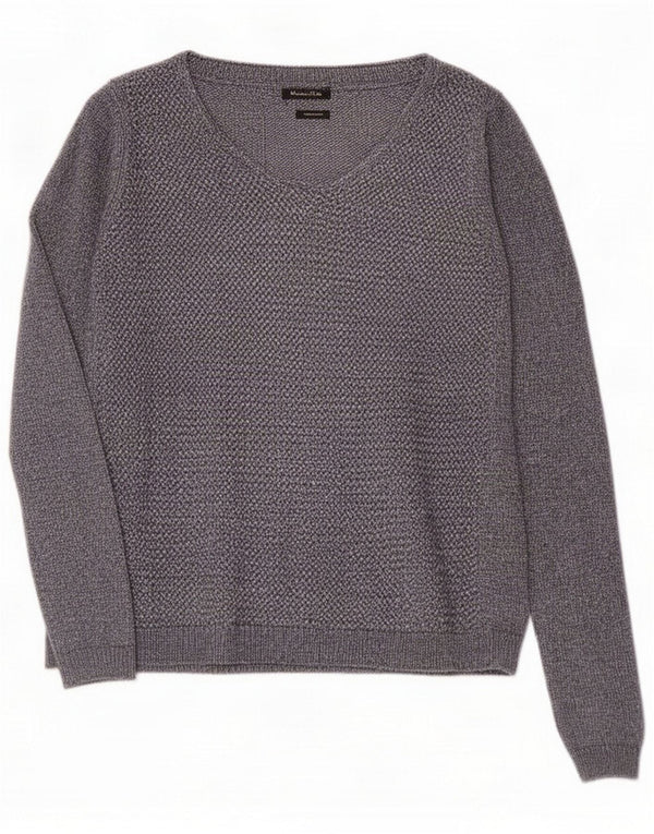 Massimo Dutti Γυναικείο πουλόβερ με V λαιμόκοψη UK 10 Small Navy Blue Flecked
