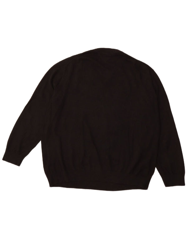 TOMMY HILFIGER Ανδρικό πουλόβερ με V λαιμόκοψη 4XL μαύρο βαμβακερό