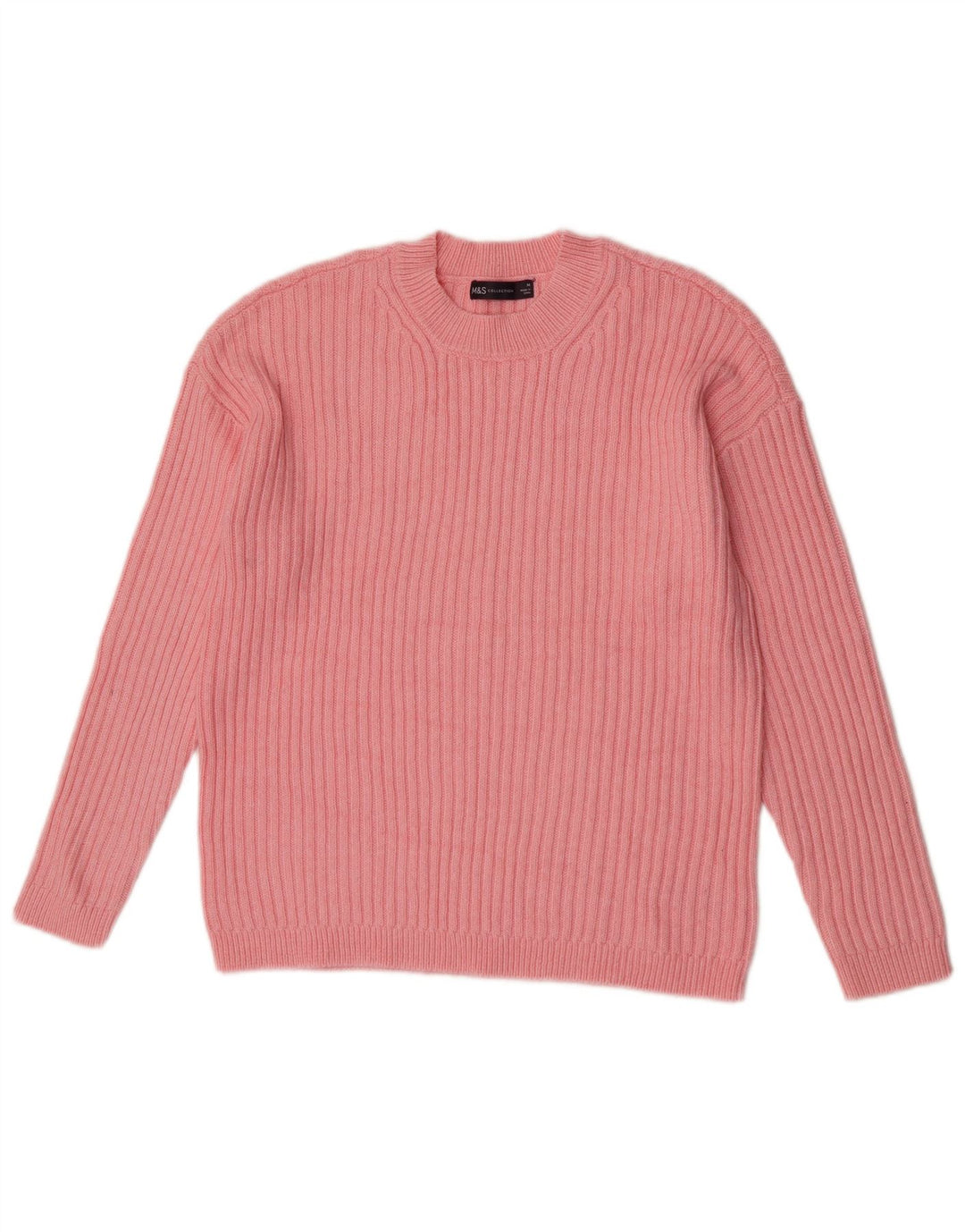 Marks & Spencer Γυναικείο πουλόβερ με λαιμόκοψη UK 14 Medium Pink Polyester