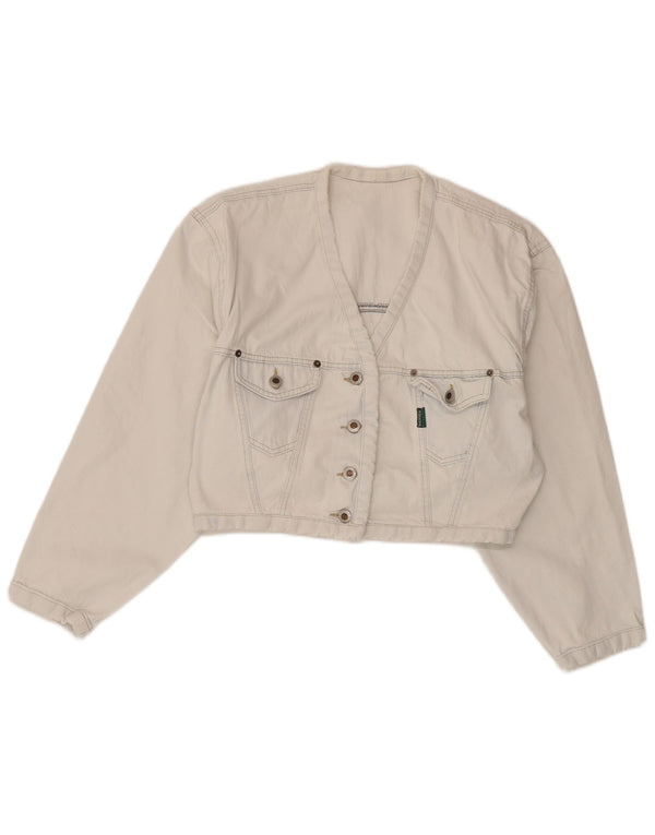 Kenny S Γυναικείο Crop Oversized Τζιν μπουφάν UK 10 Small White Cotton