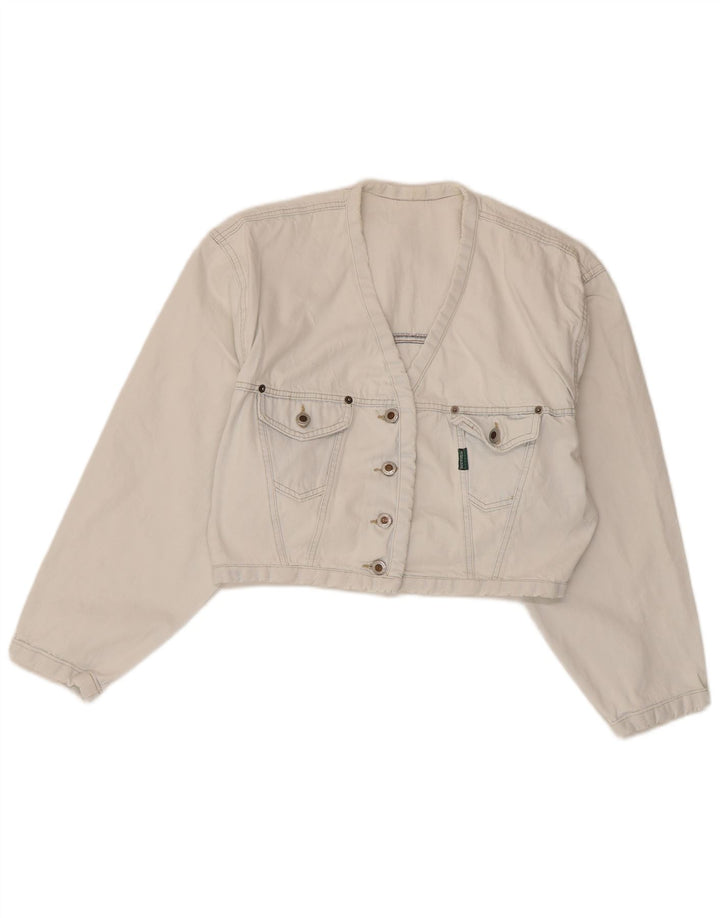Kenny S Γυναικείο Crop Oversized Τζιν μπουφάν UK 10 Small White Cotton