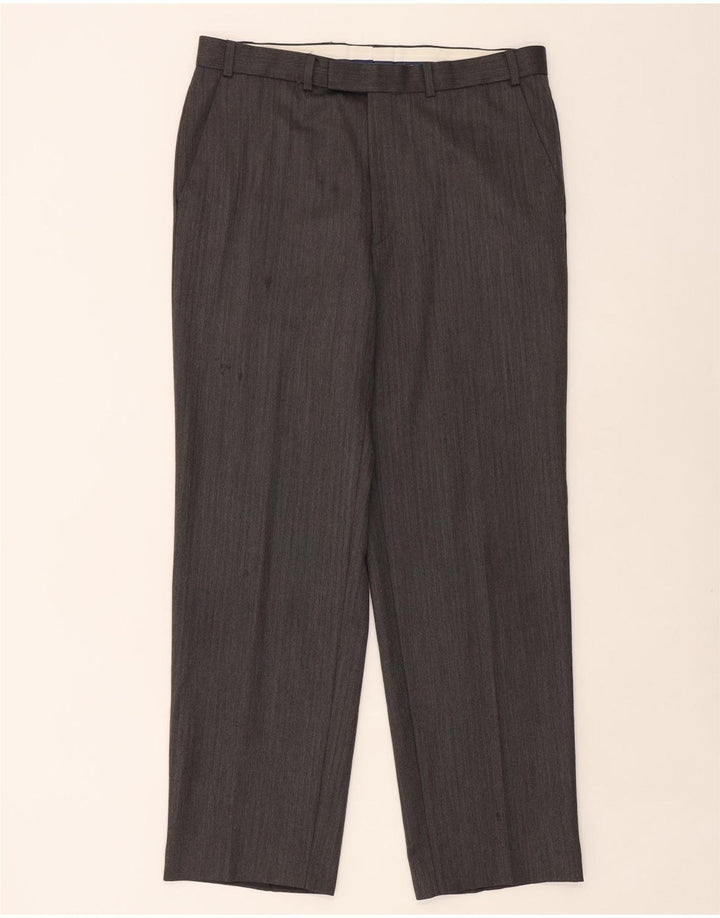 Ανδρικό ίσιο παντελόνι Marks & Spencer W36 L31 Γκρι μαλλί ψαροκόκαλο