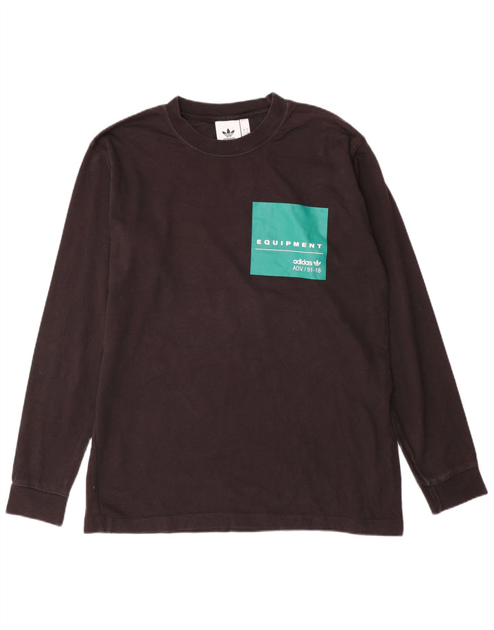 Ανδρικό γραφικό τοπ ADIDAS Μακρύ μακρυμάνικο μαύρο χρώμα, βαμβακερό