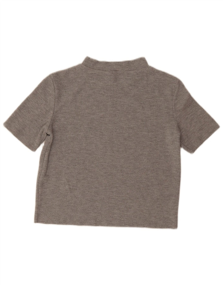 Zara Γυναικείο T-Shirt Crop Top UK 12 Medium Grey Polyester