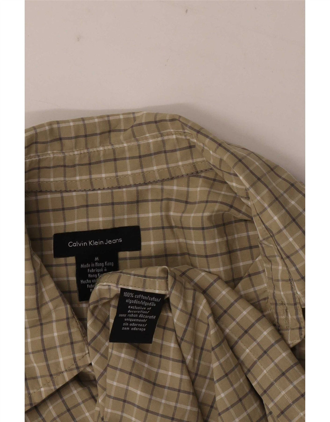 Ανδρικό κοντομάνικο πουκάμισο Calvin Klein Jeans, μεσαίο χακί βαμβακερό
