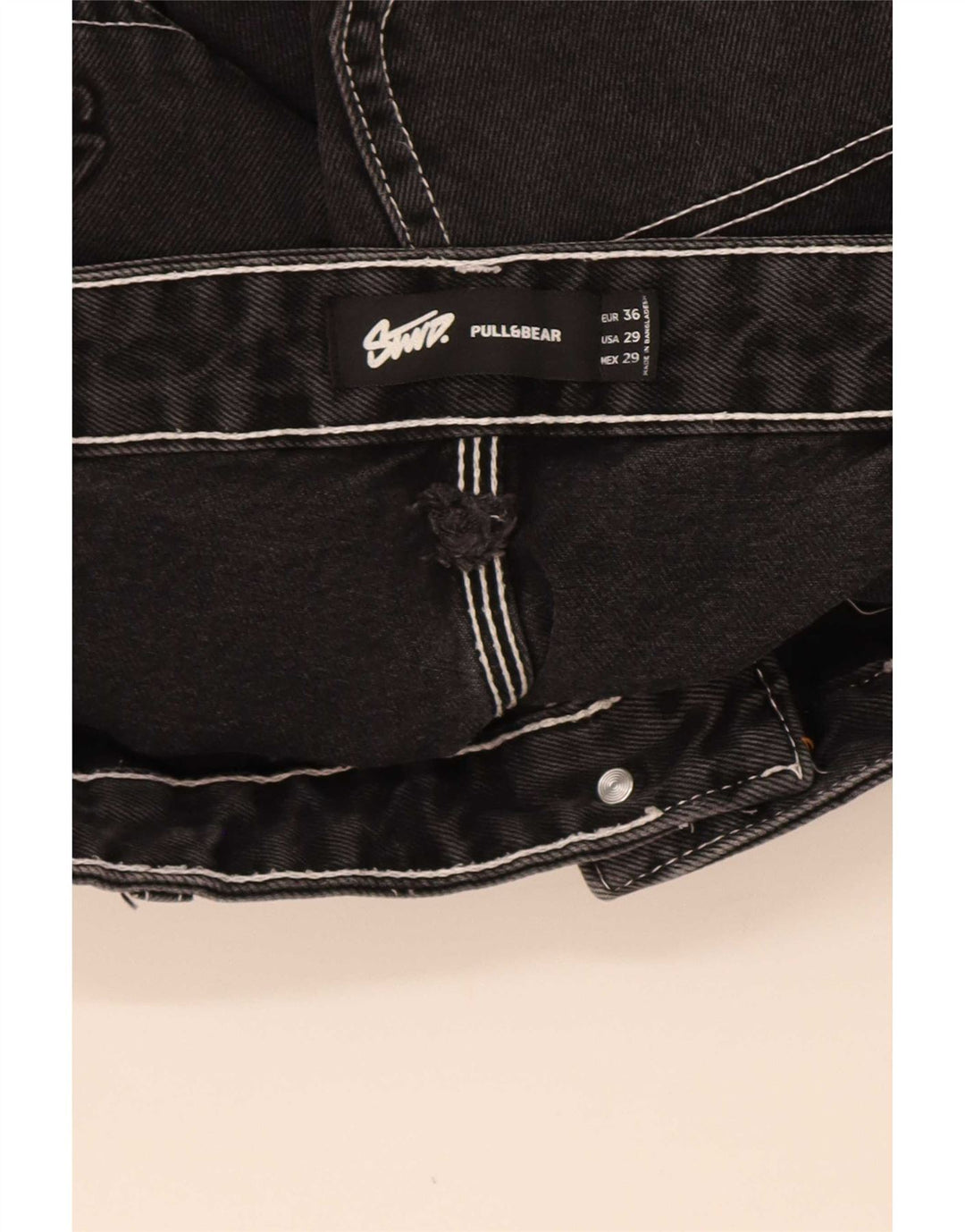 Pull & Bear Ανδρικό τζιν σορτς STWD Cargo EU 36 Small W29 μαύρο βαμβακερό