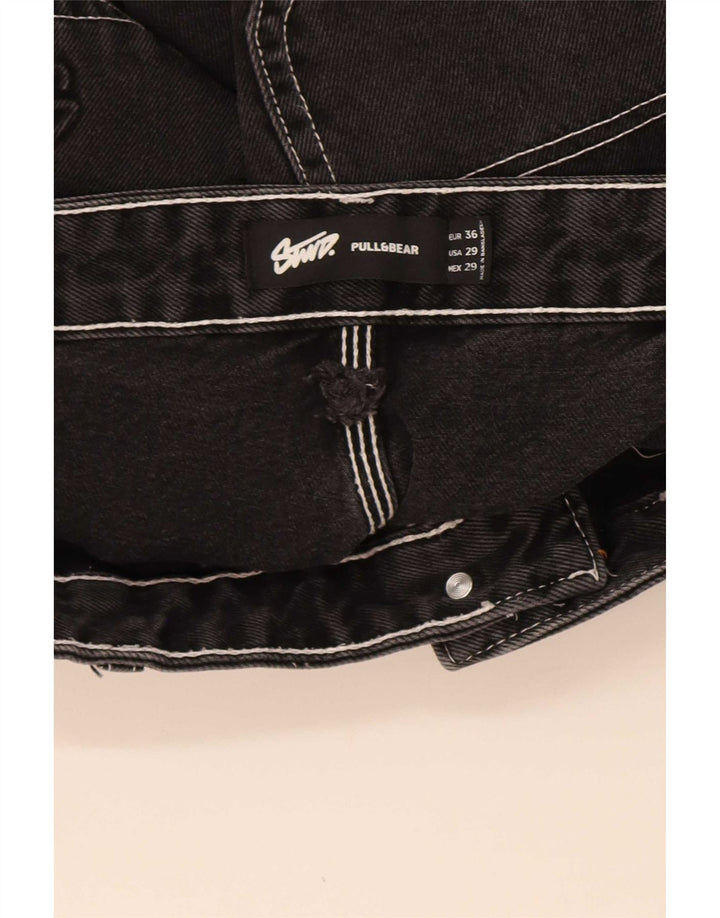 Pull & Bear Ανδρικό τζιν σορτς STWD Cargo EU 36 Small W29 μαύρο βαμβακερό