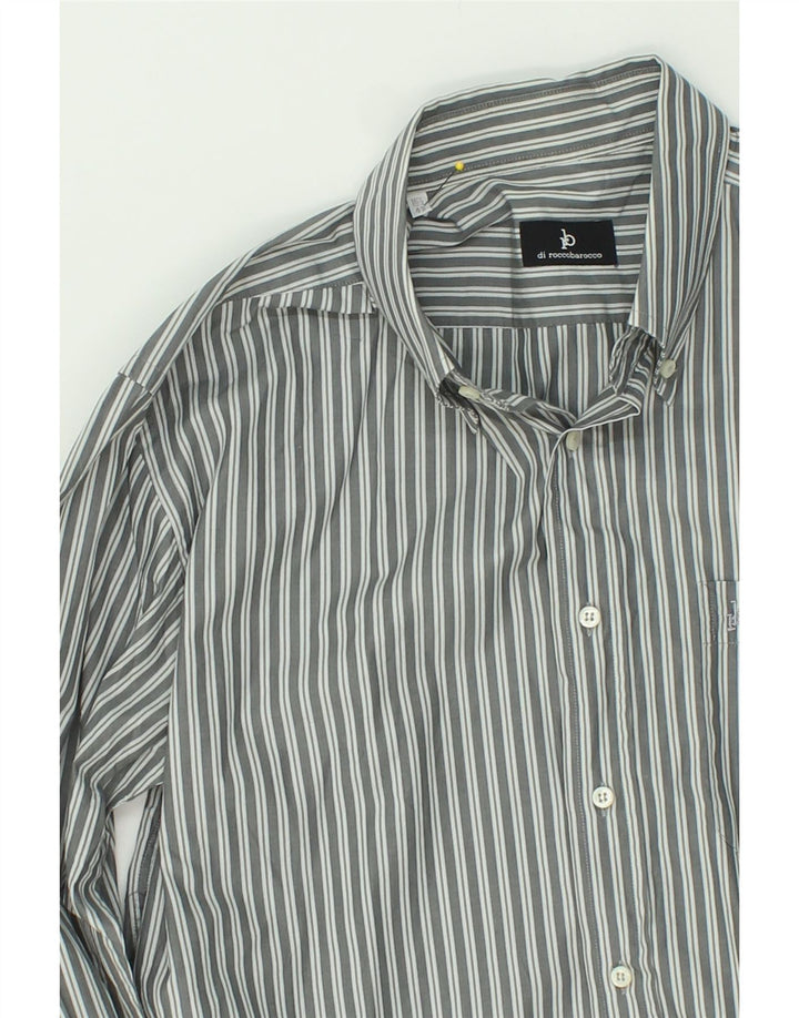 ROCCOBAROCCO Mens Shirt Size 16 1/2 42 Large Grey Striped Cotton Vintage Roccobarocco and Second-Hand Roccobarocco from Messina Hembry 