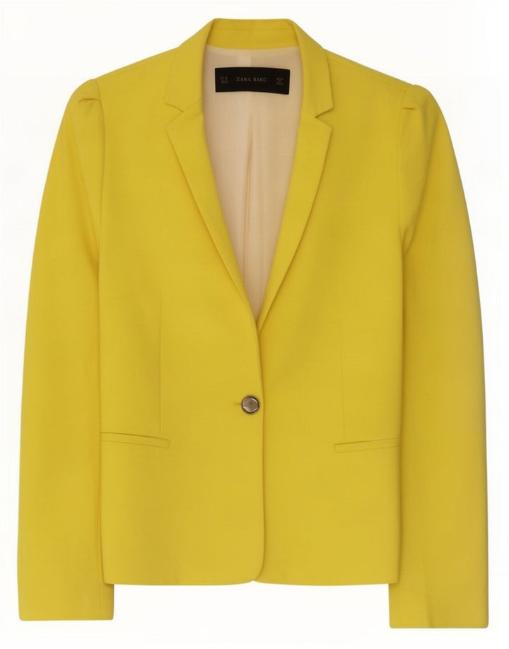 Zara Γυναικείο Μπουφάν 1 Button Blazer UK 12 Medium Yellow Polyester