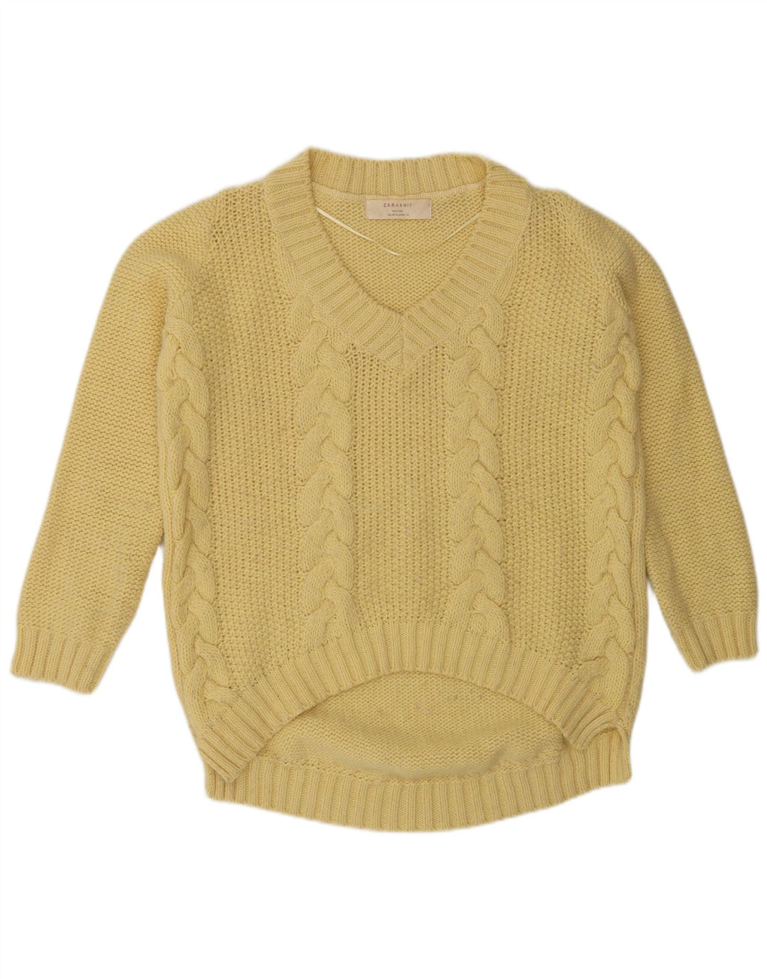 Zara Γυναικείο πουλόβερ με V λαιμόκοψη UK 14 Medium Yellow