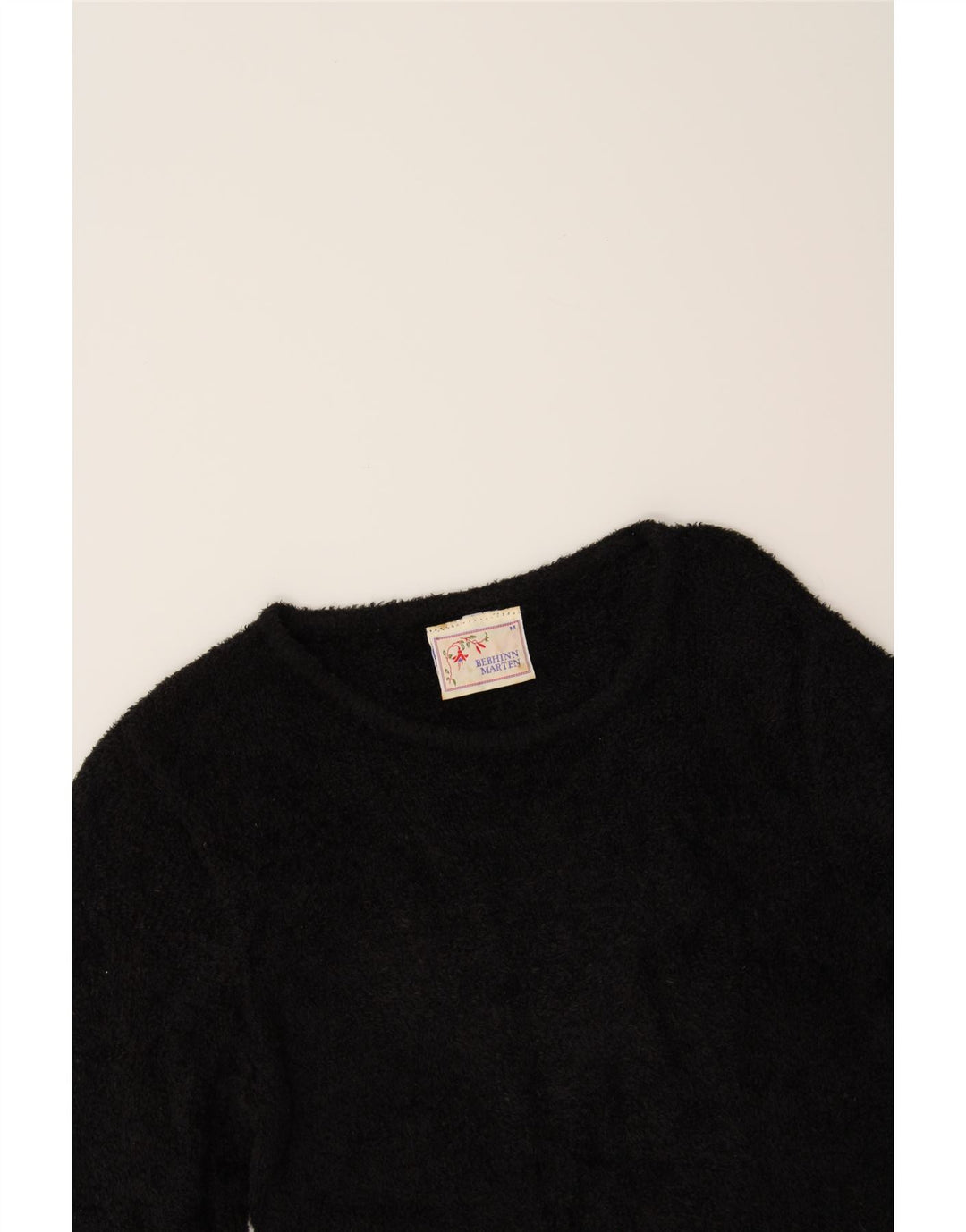 VINTAGE Womens Crew Neck Jumper Sweater UK 12 Medium Black Viscose Vintage Vintage and Second-Hand Vintage from Messina Hembry 
