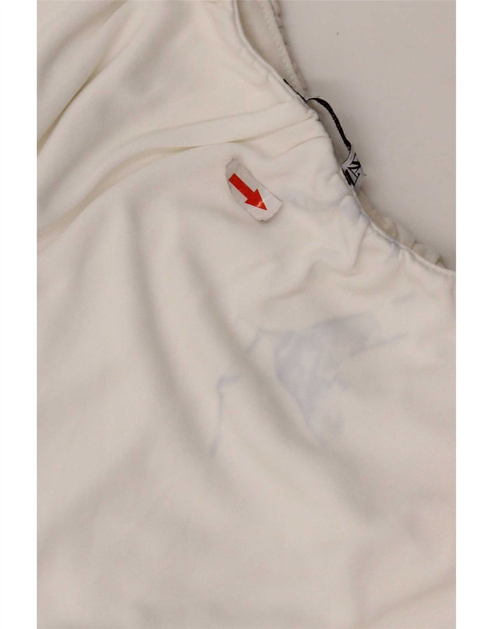 Zara Γυναικείο Αμάνικο Crop Top UK 12 Medium White Polyester