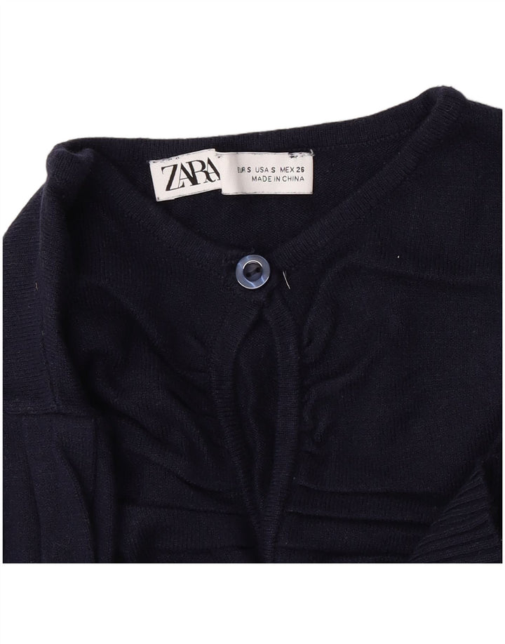 Zara Γυναικείο πουλόβερ με λαιμόκοψη με κουμπιά UK 8 Small Navy Blue