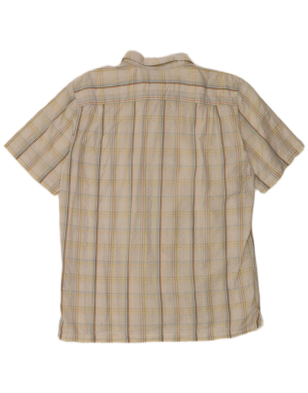 Columbia Mens Short Sleeve Shirt Large White Check Cotton