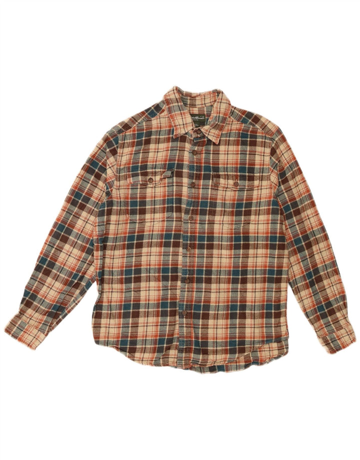 Eddie Bauer Ανδρικό φανελένιο πουκάμισο Μεγάλο μπεζ βαμβακερό καρό