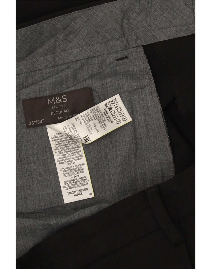 Marks & Spencer Ανδρικό παντελόνι κανονικό κοστούμι W36 L33 μαύρο πολυεστέρα