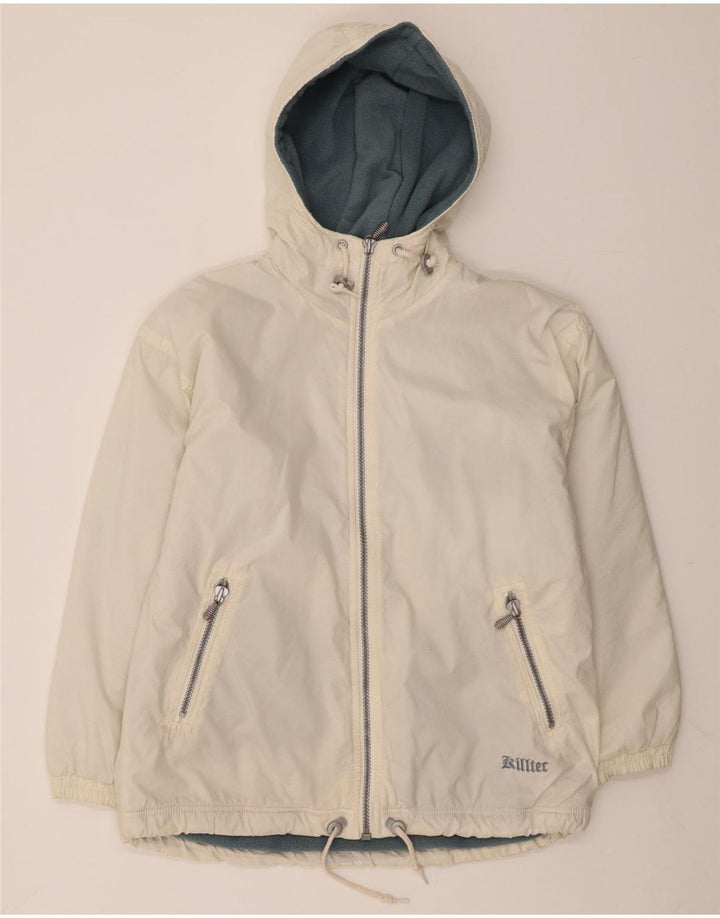 KILLTEC Womens Graphic Hooded Windbreaker Jacket UK 32 XS White Polyester Vintage Killtec and Second-Hand Killtec from Messina Hembry 