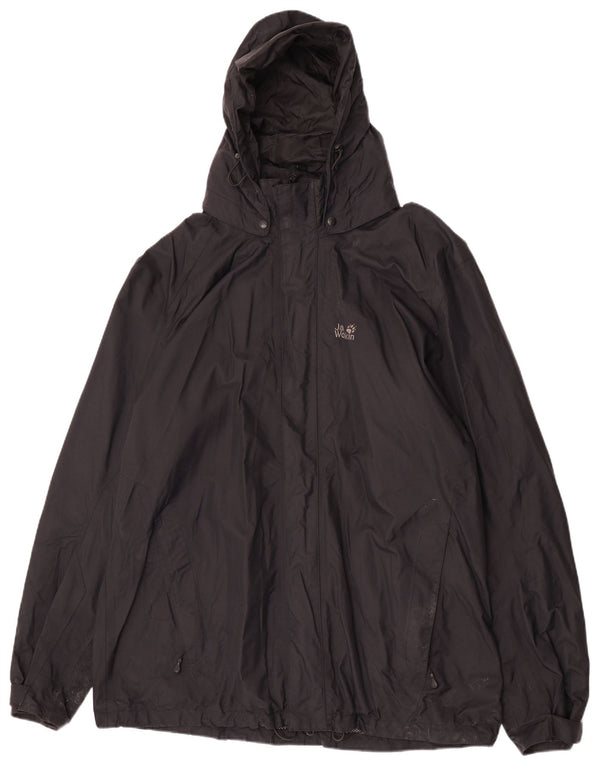Jack Wolfskin Ανδρικό μπουφάν βροχής με κουκούλα UK 50 3XL μαύρο πολυαμίδιο