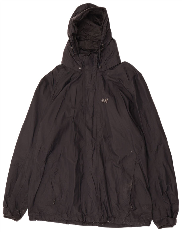 Jack Wolfskin Ανδρικό μπουφάν βροχής με κουκούλα UK 50 3XL μαύρο πολυαμίδιο