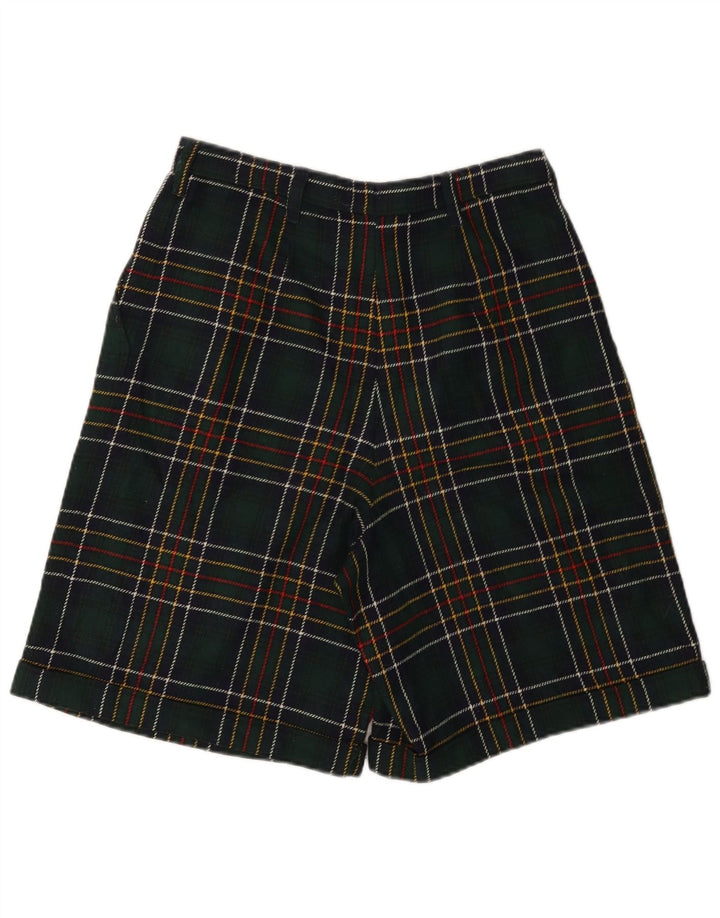 VINTAGE Γυναικείο Ψηλόμεσο Σορτς W28 Μεσαίο Πράσινο Καρό