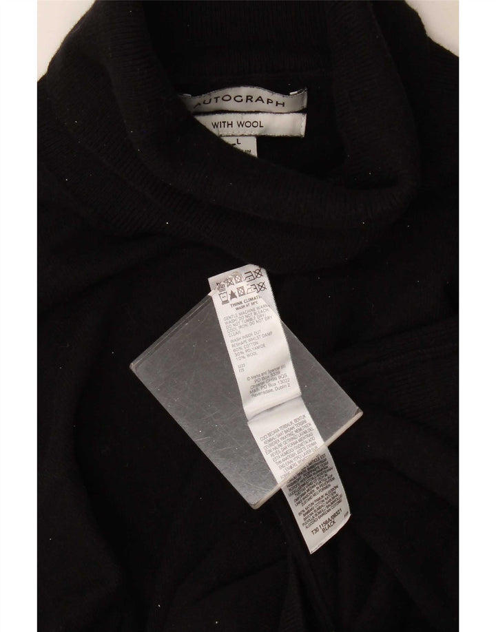 Marks & Spencer Γυναικείο αυτόγραφο πουλόβερ με ρολό λαιμόκοψη UK 16 μεγάλο μαύρο