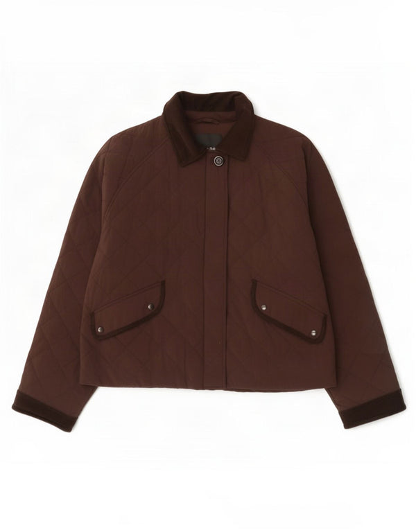 Massimo Dutti Womens Oversized Quilted Jacket UK 10 Small Brown Polyester