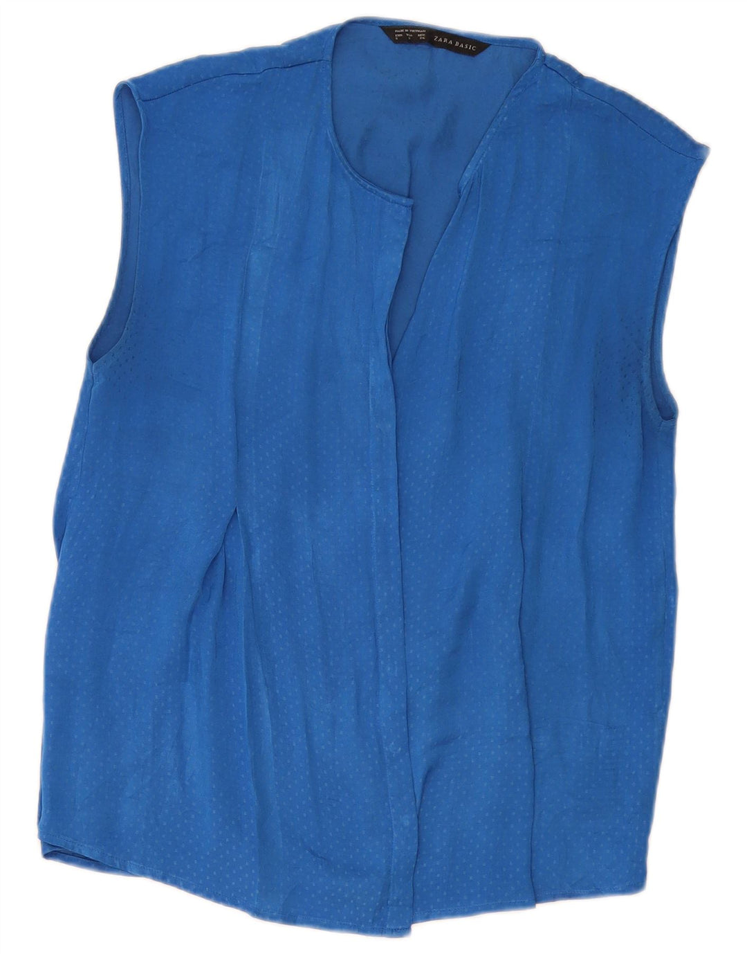 ZARA Γυναικείο Αμάνικο Πουκάμισο Μπλούζα UK 10 Small Blue Spotted