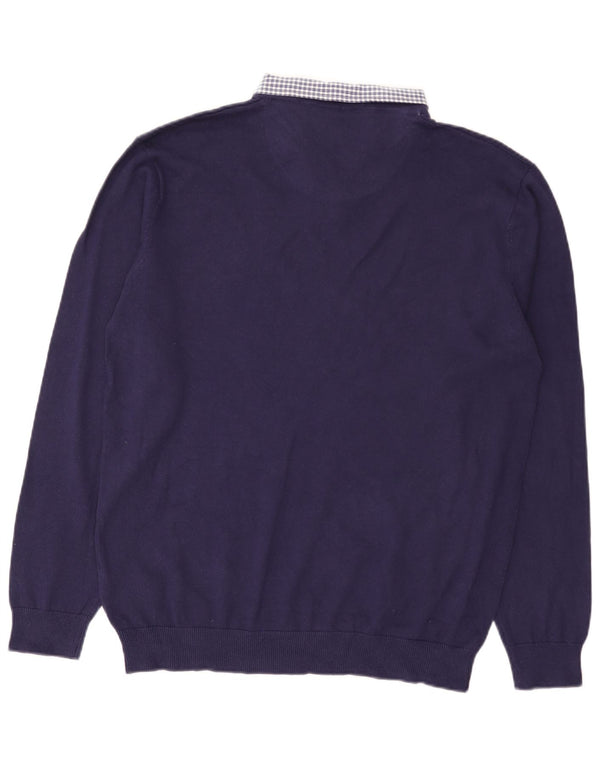 Ανδρικό πουλόβερ Pierre Cardin με V λαιμόκοψη XL Navy Blue Cotton