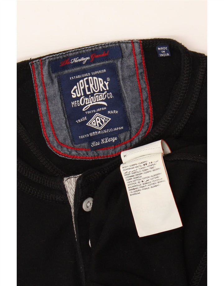 SUPERDRY Ανδρικό μπλουζάκι Heritage Μακρυμάνικο XL Μαύρο βαμβακερό