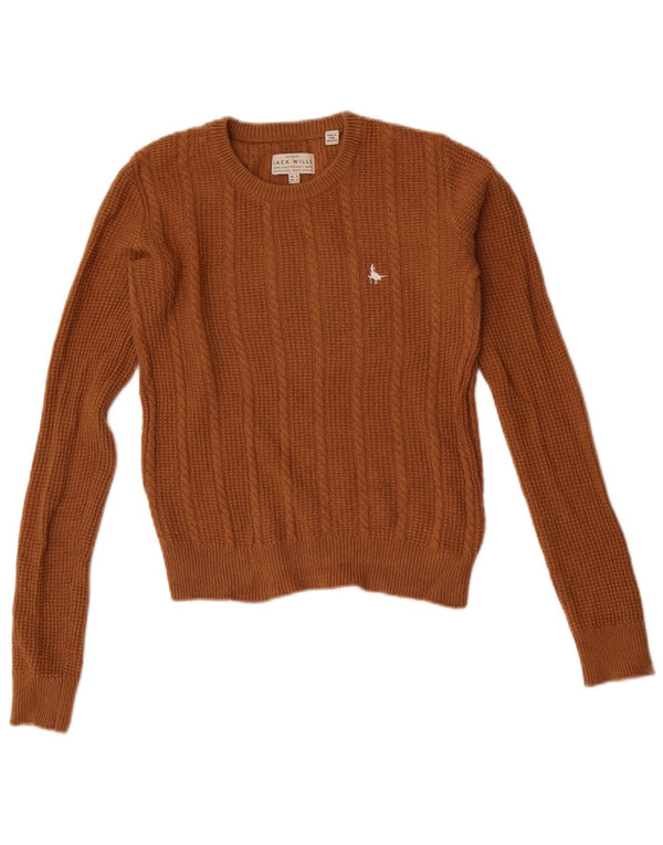 Jack Wills Γυναικείο πουλόβερ με λαιμόκοψη Crop Crop UK 8 Μικρό καφέ μαλλί