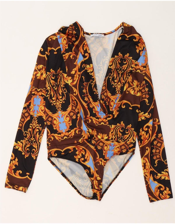 Zara γυναικείο Trafaluc μακρυμάνικο κορμάκι UK 10 Small πολύχρωμο Paisley