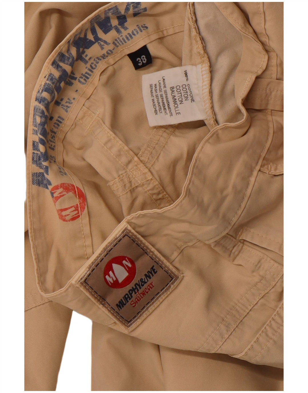 MURPHY & NYE Ανδρικά ιστιοφόρα ίσια παντελόνια Chino W38 L31 Μπεζ βαμβακερά