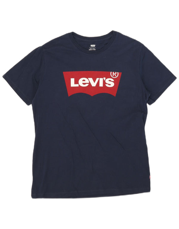 Ανδρικό γραφικό T-Shirt Levi's Top Large Navy Blue