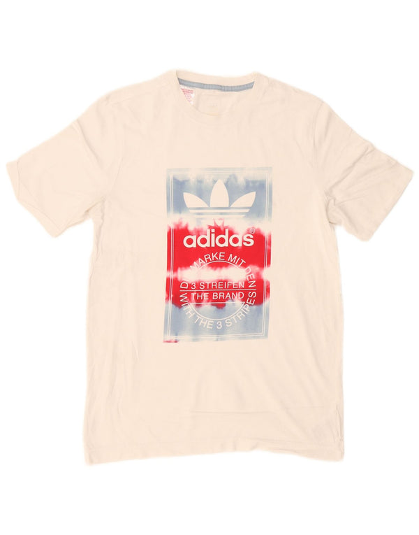 Γραφικό T-Shirt Adidas Boys Top 15-16 ετών Λευκό βαμβακερό