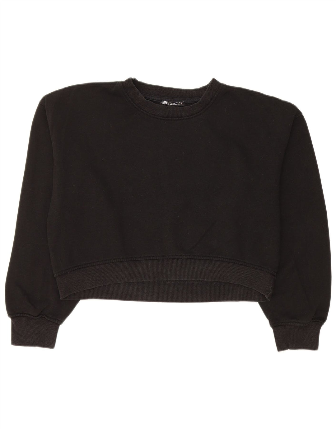 Zara Γυναικεία φούτερ Crop Jumper UK 14 Medium Black Cotton